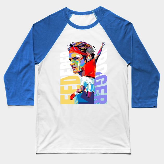 Roger Federer Colorful Baseball T-Shirt by Laksana Ardie Store